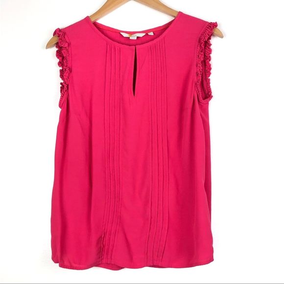 Boden Tops - BODEN blouse 2 pink ruffle pintuck sleeveless t304